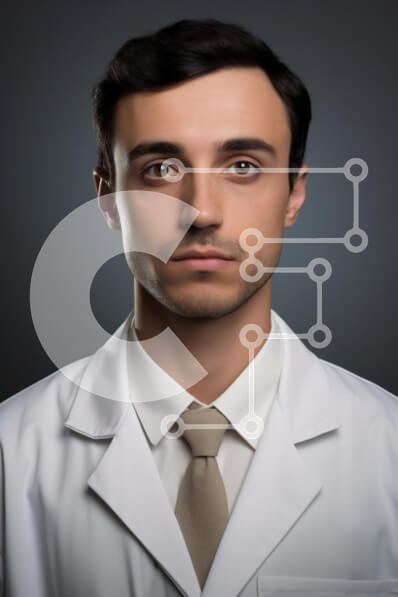 Intra Συλλεκτικό Ξύλινο Παζλ Plywood  4mm - Πορτρέτο ενός νεαρού άνδρα γιατρού Σε Ξύλινο Κουτί - Διαστάσεις Puzzle: 10x10 cm – 25 κομμάτια