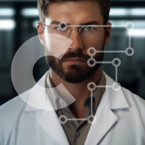 Intra Συλλεκτικό Ξύλινο Παζλ Plywood  4mm - Σοβαρός άνδρας γιατρός με παλτό εργαστηρίου Σε Ξύλινο Κουτί - Διαστάσεις Puzzle: 10x10 cm – 25 κομμάτια