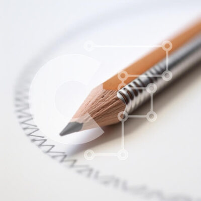 Intra Συλλεκτικό Ξύλινο Παζλ Plywood  4mm - Κοντινό πλάνο ενός μολυβιού σε χαρτί με κυκλικό σχέδιο Σε Ξύλινο Κουτί - Διαστάσεις Puzzle: 10x10 cm – 25 κομμάτια - Image 1