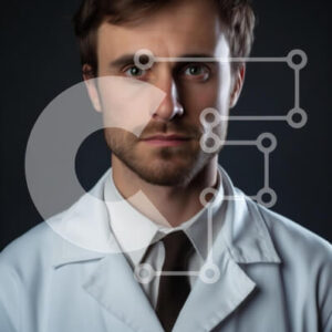 Intra Συλλεκτικό Ξύλινο Παζλ Plywood  4mm - Σοβαρός ιατρός σε Lab Coat Σε Ξύλινο Κουτί - Διαστάσεις Puzzle: 10x10 cm – 25 κομμάτια