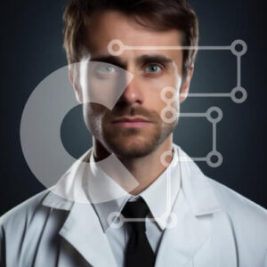 Intra Συλλεκτικό Ξύλινο Παζλ Plywood  4mm - Πορτρέτο ενός αρσενικού ιατρού με παλτό εργαστηρίου Σε Ξύλινο Κουτί - Διαστάσεις Puzzle: 10x10 cm – 25 κομμάτια