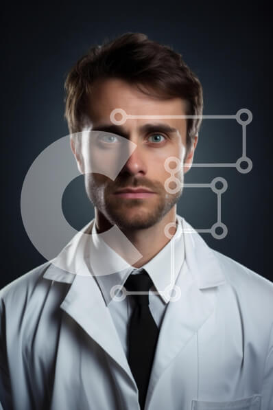 Intra Συλλεκτικό Ξύλινο Παζλ Plywood  4mm - Πορτρέτο ενός αρσενικού ιατρού με παλτό εργαστηρίου Σε Ξύλινο Κουτί - Διαστάσεις Puzzle: 10x10 cm – 25 κομμάτια