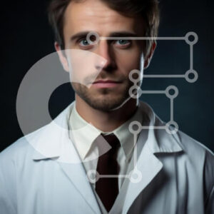 Intra Συλλεκτικό Ξύλινο Παζλ Plywood  4mm - Πορτρέτο ενός νεαρού άνδρα γιατρού Σε Ξύλινο Κουτί - Διαστάσεις Puzzle: 10x10 cm – 25 κομμάτια