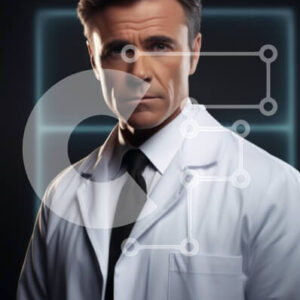 Intra Συλλεκτικό Ξύλινο Παζλ Plywood  4mm - Σοβαρός άνδρας γιατρός με παλτό εργαστηρίου Σε Ξύλινο Κουτί - Διαστάσεις Puzzle: 10x10 cm – 25 κομμάτια