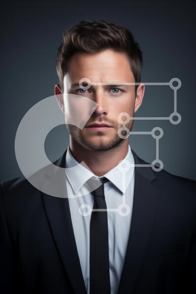 Intra Συλλεκτικό Ξύλινο Παζλ Plywood  4mm - Επαγγελματικό πορτρέτο ενός νεαρού άνδρα με κοστούμι Σε Ξύλινο Κουτί - Διαστάσεις Puzzle: 10x10 cm – 25 κομμάτια