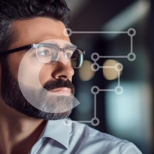 Intra Συλλεκτικό Ξύλινο Παζλ Plywood  4mm - Στοχαστικός επιχειρηματίας στο σύγχρονο γραφείο Σε Ξύλινο Κουτί - Διαστάσεις Puzzle: 10x10 cm – 25 κομμάτια