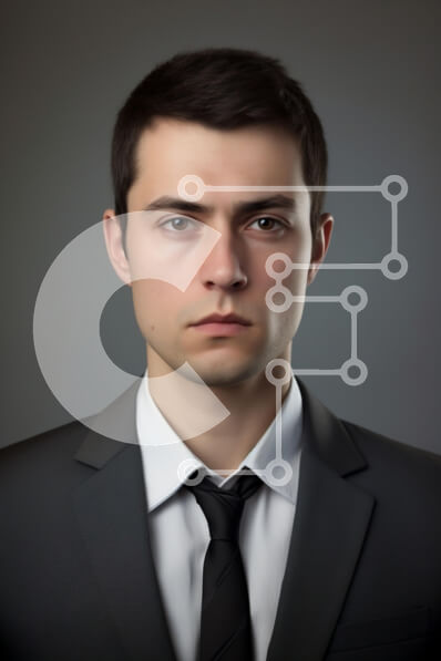 Intra Συλλεκτικό Ξύλινο Παζλ Plywood  4mm - Επαγγελματικό πορτρέτο ενός νεαρού άνδρα με κοστούμι Σε Ξύλινο Κουτί - Διαστάσεις Puzzle: 10x10 cm – 25 κομμάτια