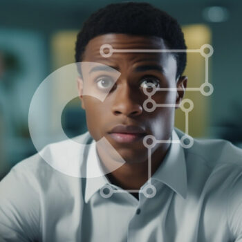 Intra Συλλεκτικό Ξύλινο Παζλ Plywood  4mm - Νεαρός άνδρας σε περιβάλλον γραφείου με ανησυχητική έκφραση Σε Ξύλινο Κουτί - Διαστάσεις Puzzle: 10x10 cm – 25 κομμάτια - Image 1