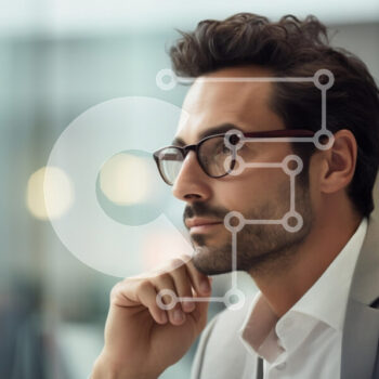 Intra Συλλεκτικό Ξύλινο Παζλ Plywood  4mm - Στοχαστικός επιχειρηματίας σε μοντέρνο περιβάλλον γραφείου Σε Ξύλινο Κουτί - Διαστάσεις Puzzle: 10x10 cm – 25 κομμάτια - Image 1