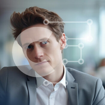 Intra Συλλεκτικό Ξύλινο Παζλ Plywood  4mm - Στοχαστικός νέος επιχειρηματίας στο σύγχρονο γραφείο Σε Ξύλινο Κουτί - Διαστάσεις Puzzle: 10x10 cm – 25 κομμάτια - Image 1