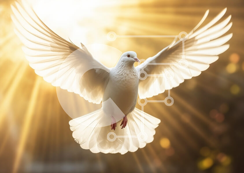 Intra Συλλεκτικό Ξύλινο Παζλ Plywood  4mm - Λευκό Περιστέρι σε πτήση με τις ακτίνες του ήλιου Σε Ξύλινο Κουτί - Διαστάσεις: 10x10 cm – 25 κομμάτια