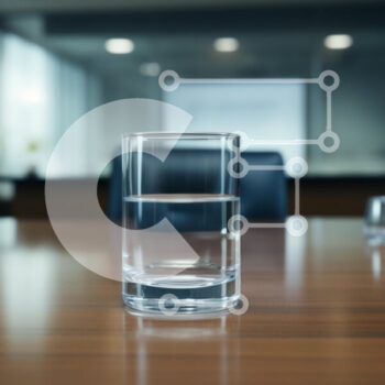 Intra Συλλεκτικό Ξύλινο Παζλ Plywood  4mm - Ποτήρι νερό στο τραπέζι συνεδριάσεων Σε Ξύλινο Κουτί - Διαστάσεις Puzzle: 10x10 cm – 25 κομμάτια - Image 1