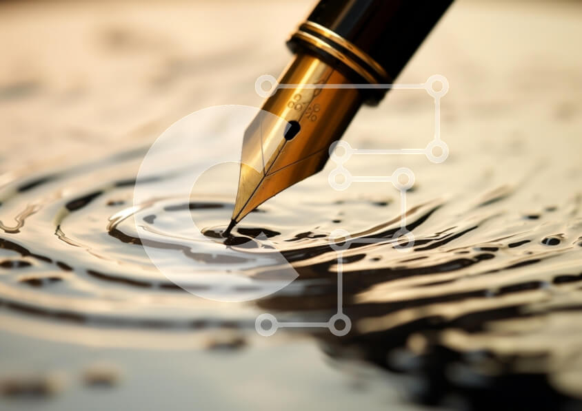 Intra Συλλεκτικό Ξύλινο Παζλ Plywood  4mm - Κοντινό πλάνο μιας μύτης στυλό με μελάνι Σε Ξύλινο Κουτί - Διαστάσεις: 10x10 cm – 25 κομμάτια