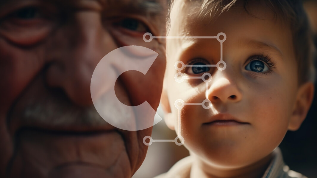 Intra Συλλεκτικό Ξύλινο Παζλ Plywood  4mm - Ηλικιωμένος άνδρας και νεαρό αγόρι μαζί Σε Ξύλινο Κουτί - Διαστάσεις Puzzle: 10x10 cm – 25 κομμάτια