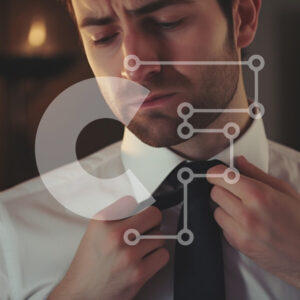 Intra Συλλεκτικό Ξύλινο Παζλ Plywood  4mm - Άνδρας που ρυθμίζει τη γραβάτα σε ημίφως Σε Ξύλινο Κουτί - Διαστάσεις Puzzle: 10x10 cm – 25 κομμάτια