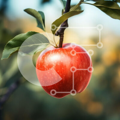 Intra Συλλεκτικό Ξύλινο Παζλ Plywood 4mm - Φρέσκο κόκκινο μήλο στον κλάδο δέντρων Σε Ξύλινο Κουτί - Διαστάσεις: 10x10 cm – 25 κομμάτια - Image 1