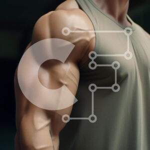 Intra Συλλεκτικό Ξύλινο Παζλ Plywood  4mm - Μυώδης βραχίονας σε γκρι μπλουζάκι Σε Ξύλινο Κουτί - Διαστάσεις Puzzle: 10x10 cm – 25 κομμάτια