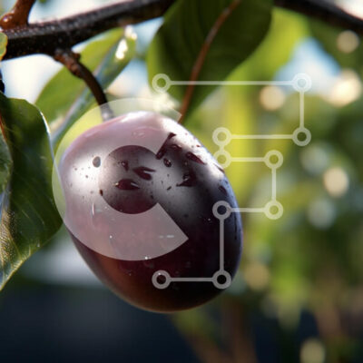 Intra Συλλεκτικό Ξύλινο Παζλ Plywood  4mm - Κοντινό πλάνο ενός φρέσκου δαμάσκηνου με σταγονίδια νερού Σε Ξύλινο Κουτί - Διαστάσεις: 10x10 cm – 25 κομμάτια - Image 1