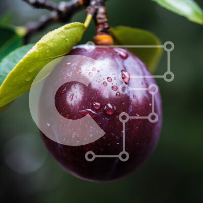 Intra Συλλεκτικό Ξύλινο Παζλ Plywood  4mm - Φρέσκο ​​δαμάσκηνο με σταγονίδια νερού Σε Ξύλινο Κουτί - Διαστάσεις: 10x10 cm – 25 κομμάτια - Image 1