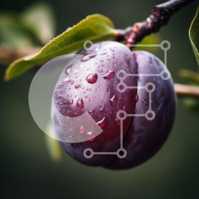 Intra Συλλεκτικό Ξύλινο Παζλ Plywood 4mm - Φρέσκο δαμάσκηνο με σταγονίδια νερού Σε Ξύλινο Κουτί - Διαστάσεις: 10x10 cm – 25 κομμάτια - Image 1