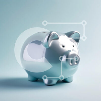 Intra Συλλεκτικό Ξύλινο Παζλ Plywood  4mm - Γυαλιστερός μεταλλικός κουμπαράς σε μπλε φόντο Σε Ξύλινο Κουτί - Διαστάσεις: 10x10 cm – 25 κομμάτια - Image 1