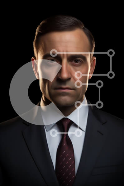 Intra Συλλεκτικό Ξύλινο Παζλ Plywood  4mm - Επίσημο πορτρέτο ενός σοβαρού άνδρα Σε Ξύλινο Κουτί - Διαστάσεις Puzzle: 10x10 cm – 25 κομμάτια