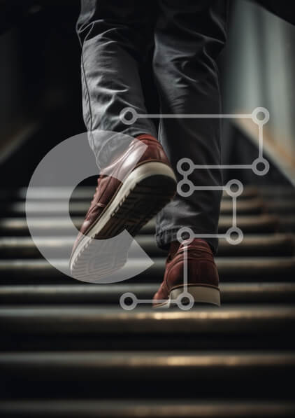 Intra Συλλεκτικό Ξύλινο Παζλ Plywood  4mm - Ατομικό περπάτημα στις σκάλες Σε Ξύλινο Κουτί - Διαστάσεις Puzzle: 10x10 cm – 25 κομμάτια