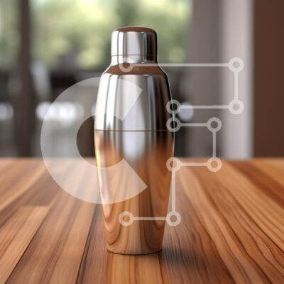 Intra Συλλεκτικό Ξύλινο Παζλ Plywood  4mm - Αναδευτήρας κοκτέιλ από ανοξείδωτο ατσάλι σε ξύλινο τραπέζι Σε Ξύλινο Κουτί - Διαστάσεις: 10x10 cm – 25 κομμάτια - Image 1