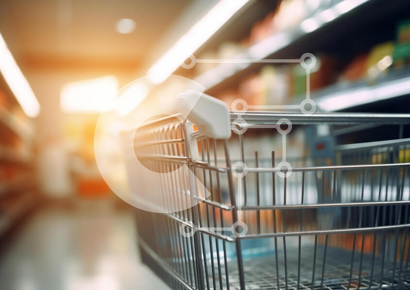 Intra Συλλεκτικό Ξύλινο Παζλ Plywood  4mm - Καλάθι αγορών σε διάδρομο παντοπωλείου Σε Ξύλινο Κουτί - Διαστάσεις: 10x10 cm – 25 κομμάτια