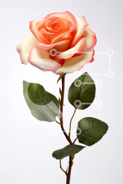 Intra Συλλεκτικό Ξύλινο Παζλ Plywood  4mm - Κομψό ροδάκινο τριαντάφυλλο σε λευκό φόντο Σε Ξύλινο Κουτί - Διαστάσεις Puzzle: 10x10 cm – 25 κομμάτια