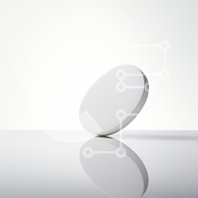 Intra Συλλεκτικό Ξύλινο Παζλ Plywood  4mm - Μινιμαλιστικό λευκό κυκλικό αντικείμενο σε ανακλαστική επιφάνεια Σε Ξύλινο Κουτί - Διαστάσεις: 10x10 cm – 25 κομμάτια - Image 1