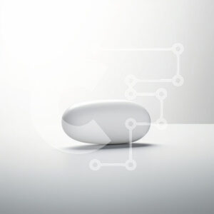 Intra Συλλεκτικό Ξύλινο Παζλ Plywood  4mm - Μινιμαλιστικό λευκό οβάλ αντικείμενο σε ανοιχτόχρωμο φόντο Σε Ξύλινο Κουτί - Διαστάσεις Puzzle: 10x10 cm – 25 κομμάτια