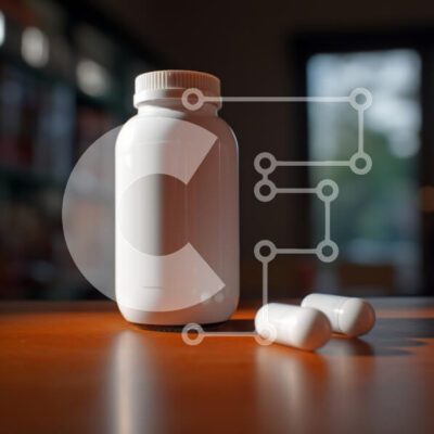 Intra Συλλεκτικό Ξύλινο Παζλ Plywood  4mm - Λευκό μπουκάλι κάψουλας σε ξύλινη επιφάνεια Σε Ξύλινο Κουτί - Διαστάσεις Puzzle: 10x10 cm – 25 κομμάτια - Image 1