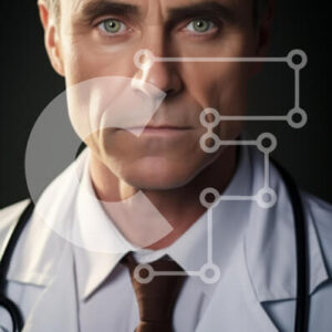 Intra Συλλεκτικό Ξύλινο Παζλ Plywood  4mm - Σοβαρό πορτρέτο αρσενικού γιατρού Σε Ξύλινο Κουτί - Διαστάσεις Puzzle: 10x10 cm – 25 κομμάτια