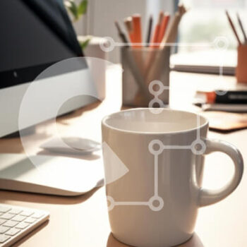 Intra Συλλεκτικό Ξύλινο Παζλ Plywood  4mm - Σύγχρονος χώρος εργασίας με κούπα καφέ και υπολογιστή Σε Ξύλινο Κουτί - Διαστάσεις Puzzle: 10x10 cm – 25 κομμάτια - Image 1