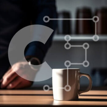 Intra Συλλεκτικό Ξύλινο Παζλ Plywood  4mm - Κούπα καφέ σε ξύλινο τραπέζι με πρόσωπο στο φόντο Σε Ξύλινο Κουτί - Διαστάσεις Puzzle: 10x10 cm – 25 κομμάτια - Image 1