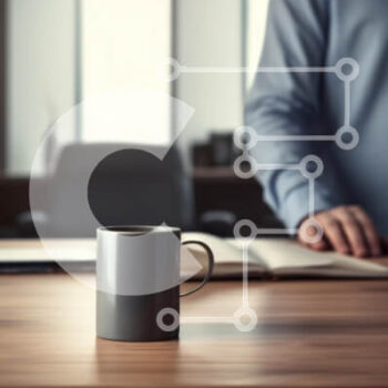 Intra Συλλεκτικό Ξύλινο Παζλ Plywood  4mm - Κούπα καφέ σε ρύθμιση γραφείου Σε Ξύλινο Κουτί - Διαστάσεις Puzzle: 10x10 cm – 25 κομμάτια - Image 1