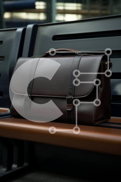 Intra Συλλεκτικό Ξύλινο Παζλ Plywood  4mm - Κομψός καφέ δερμάτινος χαρτοφύλακας σε πάγκο Σε Ξύλινο Κουτί - Διαστάσεις: 10x10 cm – 25 κομμάτια