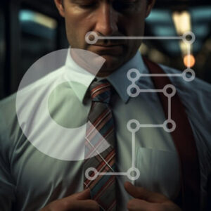 Intra Συλλεκτικό Ξύλινο Παζλ Plywood  4mm - Άνδρας που ρυθμίζει τη γραβάτα σε εσωτερικό χώρο με χαμηλό φωτισμό Σε Ξύλινο Κουτί - Διαστάσεις Puzzle: 10x10 cm – 25 κομμάτια