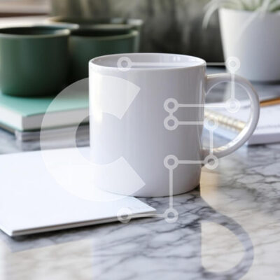 Intra Συλλεκτικό Ξύλινο Παζλ Plywood 4mm - Λευκή κούπα σε μαρμάρινο τραπέζι Σε Ξύλινο Κουτί - Διαστάσεις Puzzle: 10x10 cm – 25 κομμάτια - Image 1