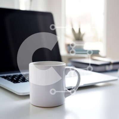 Intra Συλλεκτικό Ξύλινο Παζλ Plywood  4mm - Μινιμαλιστικός χώρος εργασίας με λευκή κούπα και φορητό υπολογιστή Σε Ξύλινο Κουτί - Διαστάσεις Puzzle: 10x10 cm – 25 κομμάτια - Image 1