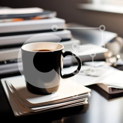 Intra Συλλεκτικό Ξύλινο Παζλ Plywood  4mm - Κούπα καφέ σε ένα γραφείο Σε Ξύλινο Κουτί - Διαστάσεις Puzzle: 10x10 cm – 25 κομμάτια - Image 1