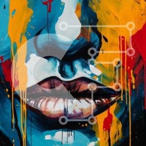 Intra Συλλεκτικό Ξύλινο Παζλ Plywood  4mm - Δονούμενη αφηρημένη ζωγραφική προσώπου Σε Ξύλινο Κουτί - Διαστάσεις Puzzle: 10x10 cm – 25 κομμάτια