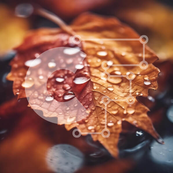 Intra Συλλεκτικό Ξύλινο Παζλ Plywood  4mm - Κοντινό πλάνο ενός φθινοπωρινού φύλλου με σταγονίδια νερού Σε Ξύλινο Κουτί - Διαστάσεις: 10x10 cm – 25 κομμάτια