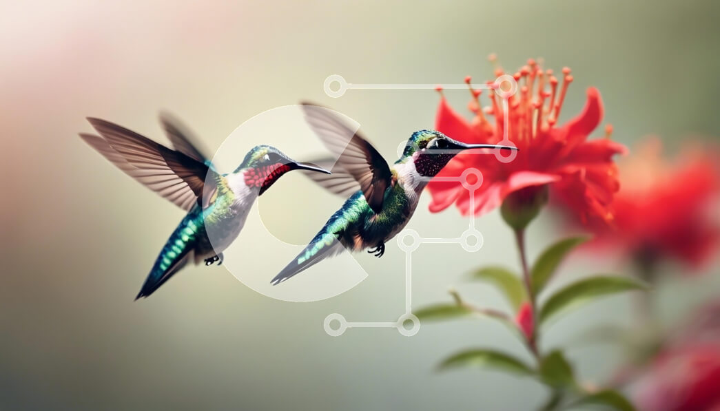 Intra Συλλεκτικό Ξύλινο Παζλ Plywood  4mm - Κολίβρια κοντά σε ένα λουλούδι Σε Ξύλινο Κουτί - Διαστάσεις: 10x10 cm – 25 κομμάτια