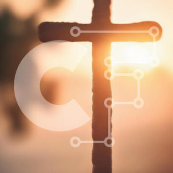 Intra Συλλεκτικό Ξύλινο Παζλ Plywood  4mm - Σκιαγραφημένος σταυρός στο ηλιοβασίλεμα Σε Ξύλινο Κουτί - Διαστάσεις Puzzle: 10x10 cm – 25 κομμάτια - Image 1