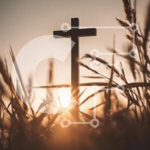 Intra Συλλεκτικό Ξύλινο Παζλ Plywood  4mm - Σκιαγραφημένος σταυρός ενάντια στο ηλιοβασίλεμα Σε Ξύλινο Κουτί - Διαστάσεις Puzzle: 10x10 cm – 25 κομμάτια