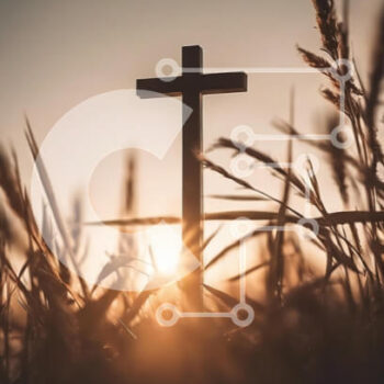 Intra Συλλεκτικό Ξύλινο Παζλ Plywood  4mm - Σκιαγραφημένος σταυρός ενάντια στο ηλιοβασίλεμα Σε Ξύλινο Κουτί - Διαστάσεις Puzzle: 10x10 cm – 25 κομμάτια - Image 1