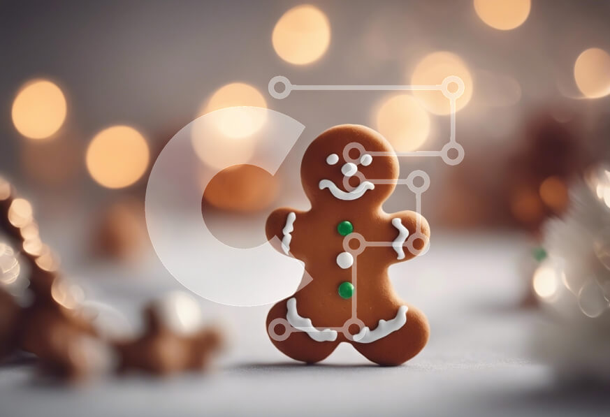 Intra Συλλεκτικό Ξύλινο Παζλ Plywood  4mm - Μπισκότο Gingerbread Man με Holiday Bokeh Σε Ξύλινο Κουτί - Διαστάσεις: 10x10 cm – 25 κομμάτια
