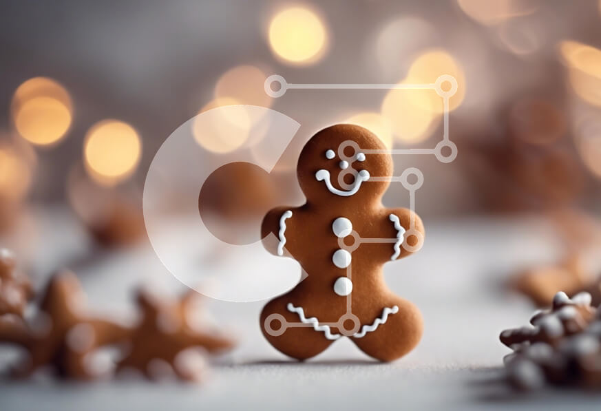 Intra Συλλεκτικό Ξύλινο Παζλ Plywood  4mm - Μπισκότο Gingerbread Man με γιορτινά φώτα Σε Ξύλινο Κουτί - Διαστάσεις: 10x10 cm – 25 κομμάτια